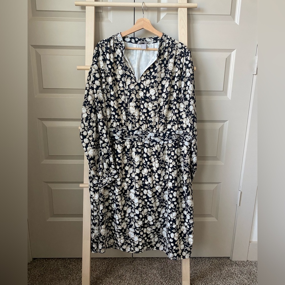 Floral Black and White Women's Dress